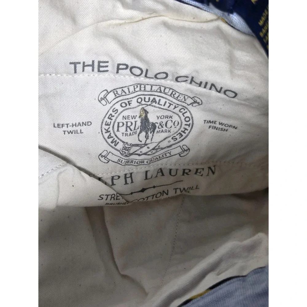 Polo Ralph Lauren Chino Shorts Mens 42 Khaki Tan Classic Fit Twill Navy Pony